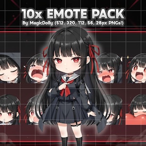 Emotes Chisa, Wuthering Waves Anime Chibi Stickers Emoji pour Discord/Twitch/YouTube (téléchargement numérique)