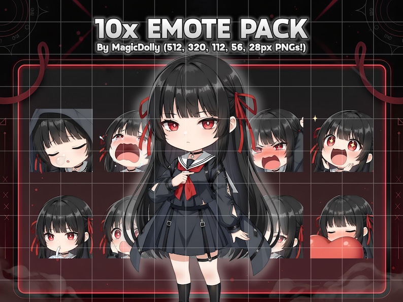 Chisa Emotes, Wuthering Waves Anime Chibi Stickers Emoji for Discord/Twitch/YouTube (Digital Download) image 1