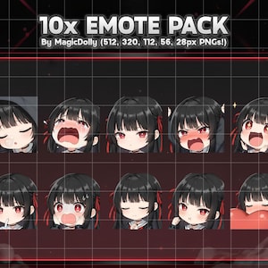 Chisa Emotes, Wuthering Waves Anime Chibi Stickers Emoji for Discord/Twitch/YouTube (Digital Download) image 2