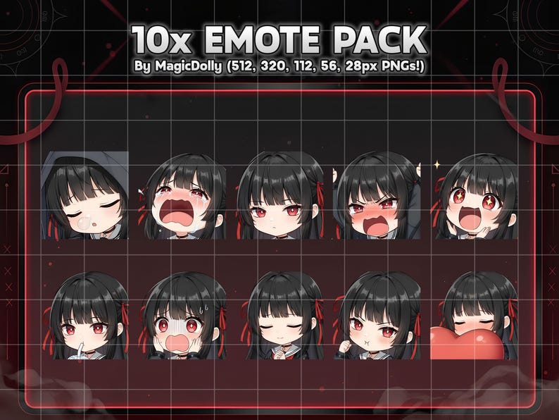Chisa Emotes, Wuthering Waves Anime Chibi Stickers Emoji for Discord/Twitch/YouTube (Digital Download) image 2