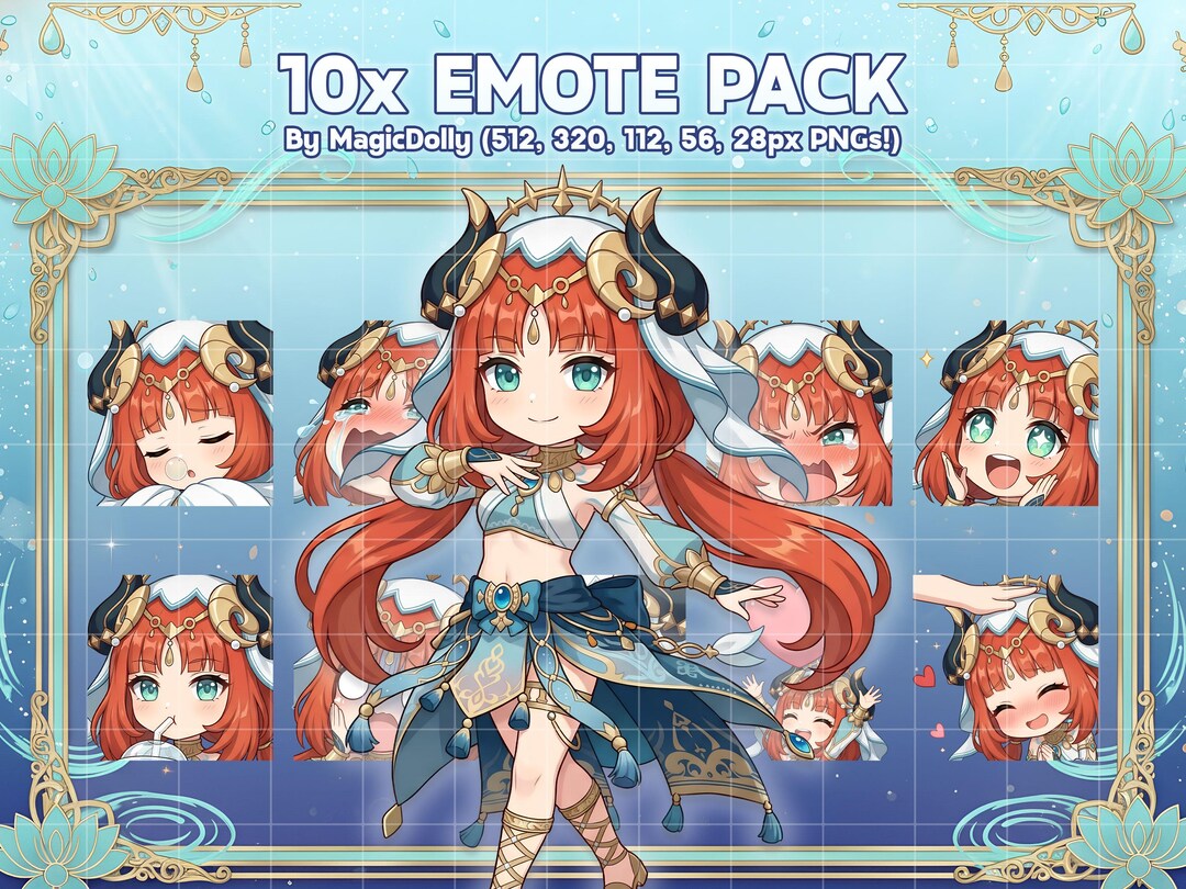 Emotes de Nilou, stickers chibi del anime Genshin Impact para Discord ...