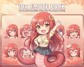 Emotes de Miia, stickers chibi de anime de Monster Musume, emojis para Discord/Twitch/YouTube (descarga digital)