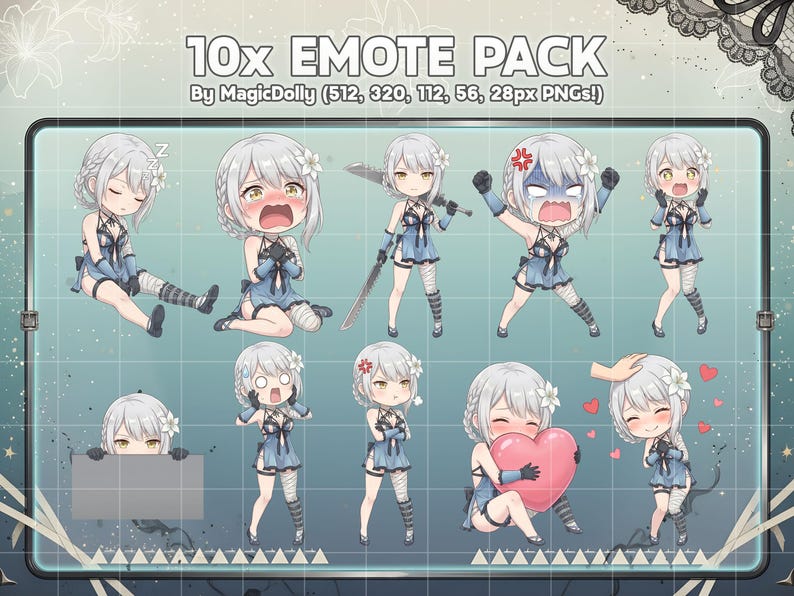 Replicant Sticker Kainé Emotes, Nier Replicant Anime Chibi Stickers Emoji for Discord ...