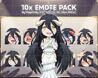 Albedo Emotes, Overlord Anime Chibi Stickers Emoji for Discord/Twitch/YouTube (Digital Download)