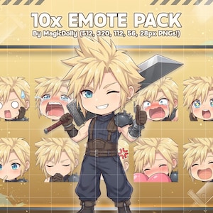 Cloud Strife Chibi Emotes, Final Fantasy Stickers (Digital Download)