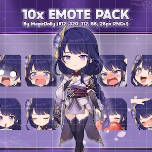 Emoticones de Raiden Shogun, emojis chibi de Genshin Impact (descarga digital)