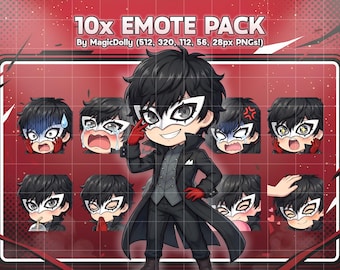 Joker Emotes, Persona 5 Anime Chibi Stickers Emoji for Discord/Twitch/YouTube (Digital Download)