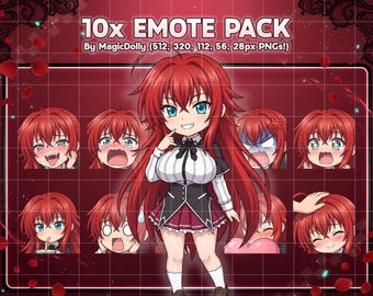Rias Gremory Chibi Emotes, High School DxD Anime Pack (Digital Download)