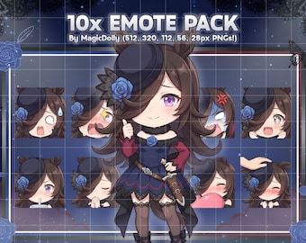 Rice Shower Emotes, Umamusume Anime Chibi Stickers Emoji for Discord/Twitch/YouTube (Digital Download)