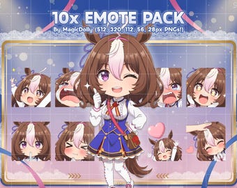 Meisho Doto Emotes, Umamusume Anime Chibi Stickers Emoji for Discord/Twitch/YouTube (Digital Download)