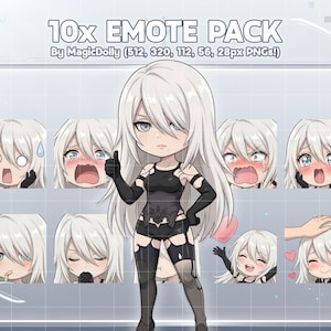 Emoticonos A2, stickers chibi de NieR Automata estilo anime para Discord/Twitch/YouTube (descarga digital)