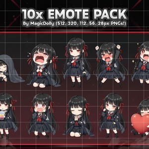 Chisa Emotes, Wuthering Waves Anime Chibi Stickers Emoji for Discord/Twitch/YouTube (Digital Download) image 3