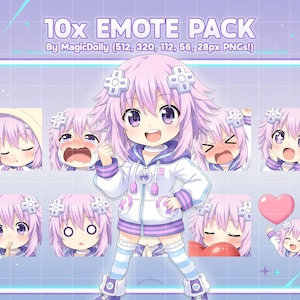 Emotes de Neptuno, pegatinas chibi del anime Hyperdimension Neptunia para Discord, Twitch y YouTube (descarga digital)
