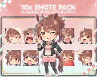 Umamusume Dantsu Flame Emotes, Anime Chibi Stickers (Digital Download)