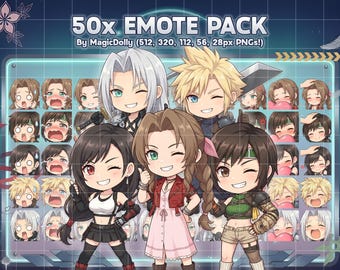 Final Fantasy VII Chibi Emotes, FF7 Stickers Bundle (Digital Download)
