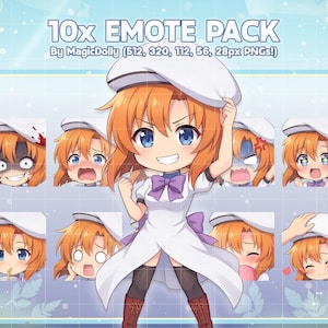 Rena Ryuugu Emotes, Higurashi Anime Chibi Stickers Emoji for Discord/Twitch/YouTube (Digital Download)