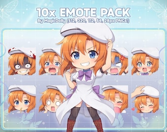 Rena Ryuugu Emotes, Higurashi Anime Chibi Stickers Emoji for Discord/Twitch/YouTube (Digital Download)