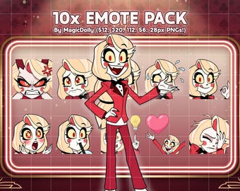 Charlie Morningstar Emotes, Hazbin Hotel Chibi Stickers (Digital Download)
