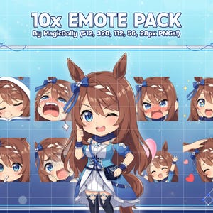 Super Creek Emotes, Cinderella Gray Umamusume Anime Chibi Stickers Emoji for Discord/Twitch/YouTube (Digital Download)