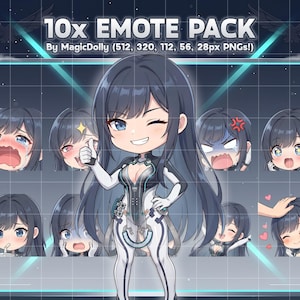 Raven Emotes, Stellar Blade Anime Chibi Stickers Emoji for Discord/Twitch/YouTube (Digital Download)