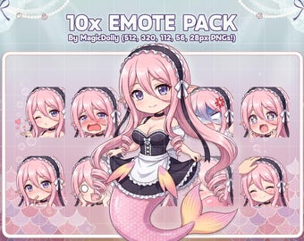 Emotes de Meroune Lorelei, stickers chibi de anime de Monster Musume, emojis para Discord/Twitch/YouTube (descarga digital)
