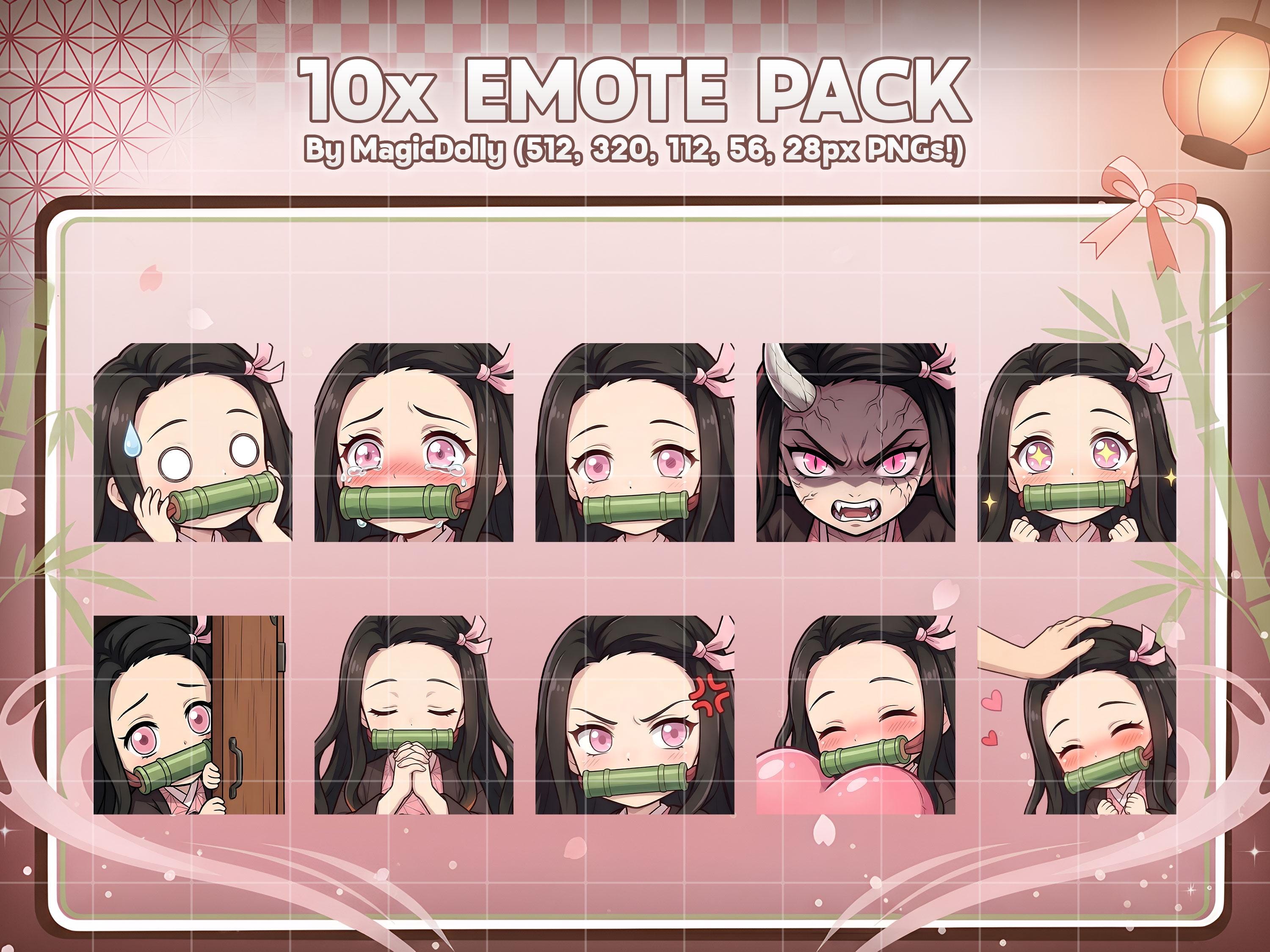 Demon Emote Set Demon Slayer Emotes Stickers Bundle, Chibi Anime Emoji (digital ...