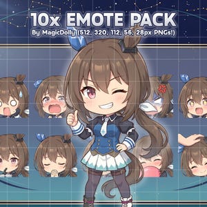 Ammira le Emote di Vega, gli adesivi chibi anime di Umamusume per Discord/Twitch/YouTube (download digitale)