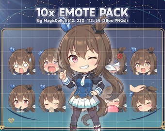 Emotes de Admire Vega, stickers de Umamusume Anime Chibi para Discord, Twitch y YouTube (descarga digital)