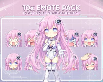 Purple Sister Chibi Emotes, Hyperdimension Neptunia Anime Stickers (Digital Download)