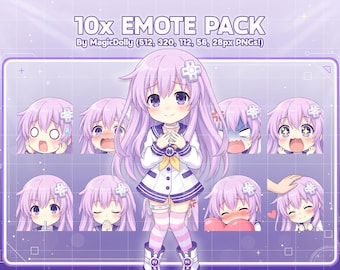 Nepgear Emotes, Hyperdimension Neptunia Anime Chibi Stickers Emoji for Discord/Twitch/YouTube (Digital Download)
