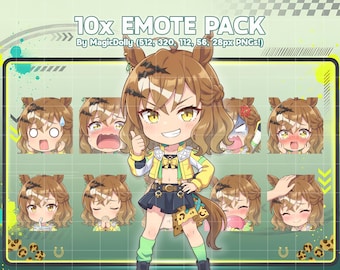 Jungle Pocket Emotes, Umamusume Anime Chibi Stickers Emoji for Discord/Twitch/YouTube (Digital Download)