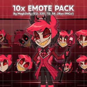 Alastor Emotes, Hazbin Hotel Anime Chibi Sticker Emoji für Discord/Twitch/YouTube (Digitaler Download)