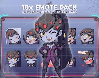 Widowmaker Emotes, Overwatch Anime Chibi Stickers Emoji for Discord/Twitch/YouTube (Digital Download)