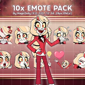 Charlie Morningstar Emotes, Hazbin Hotel Chibi Stickers (Digital Download)