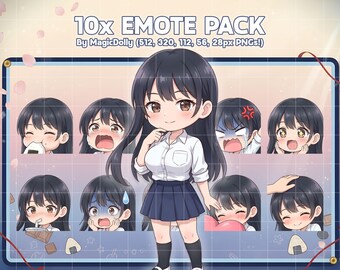 Anna Yamada Emotes, BokuYaba Anime Chibi Stickers Emoji for Discord/Twitch/YouTube (Digital Download)