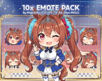 Daiwa Scarlet Emotes, Umamusume Anime Chibi Stickers Emoji for Discord/Twitch/YouTube (Digital Download)