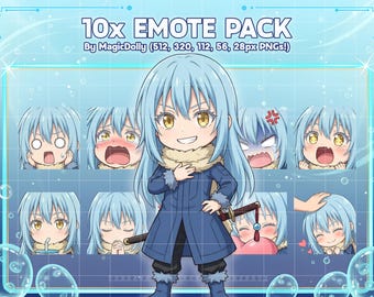 Rimuru Tempest Emotes, TenSura Anime Chibi Stickers Emoji for Discord/Twitch/YouTube (Digital Download)