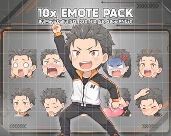Subaru Natsuki Chibi Emotes, Re Zero Anime Pack (Digital Download)