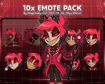 Alastor Emotes, Hazbin Hotel Anime Chibi Stickers Emoji for Discord/Twitch/YouTube (Digital Download)