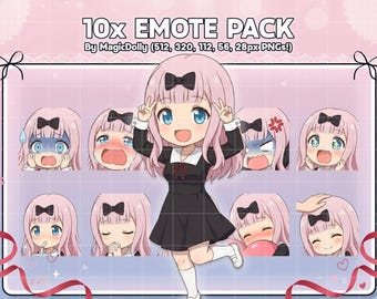 Chika Fujiwara Emotes, Kaguya-sama Anime Stickers, Twitch/Discord/YouTube (Digital Download)
