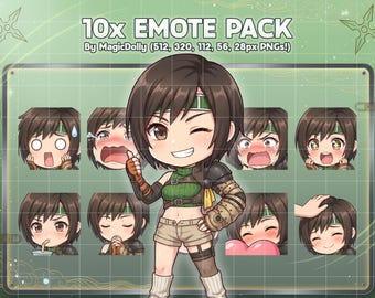 Emoticones chibi de Yuffie Kisaragi, stickers de Final Fantasy (descarga digital)