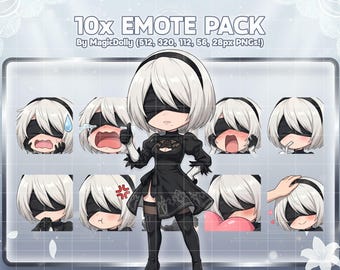 2B Emotes, NieR Automata Anime Chibi Stickers Emoji for Discord/Twitch/YouTube (Digital Download)