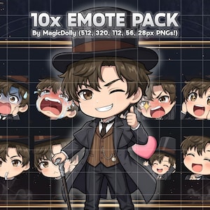 Klein Moretti Chibi Emotes, Lord of the Mysteries Stickers (Digital Download)