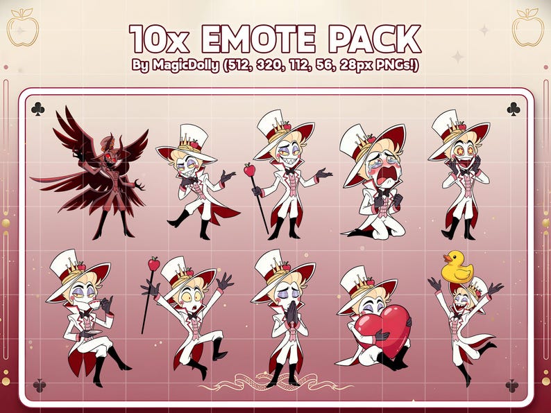 Lucifer Morningstar Emotes, Hazbin Hotel Chibi Emoji (Digital Download) image 3