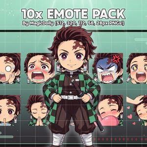 Gestos chibi de Tanjiro Kamado, paquete de anime Demon Slayer (descarga digital)