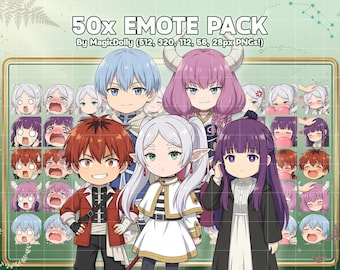 Frieren Anime Chibi Emotes Stickers, Discord Twitch YouTube (Digital Download)