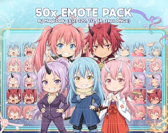Paquete de stickers de emoticonos TenSura, emojis chibi de anime para Twitch, Discord y YouTube (descarga digital)