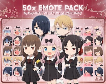Emoticones de Kaguya-sama Love is War, pegatinas de emojis de anime chibi (descarga digital)
