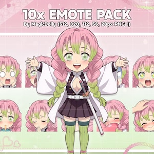 Mitsuri Kanroji Emotes, Demon Slayer Chibi Emoji Sticker (Digitaler Download)