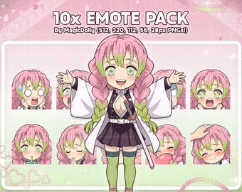 Mitsuri Kanroji Emotes, Demon Slayer Chibi Emoji Stickers (Digital Download)
